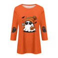 thumbnail image 6 of Trgacdwlo Womens Halloween Tops 3/4 Sleeve Funny Pumpkin Ghost Womens Crew Neck Shirts Vintage Ghost Pattern Fall Tunic Shirts for Women XL, 6 of 7