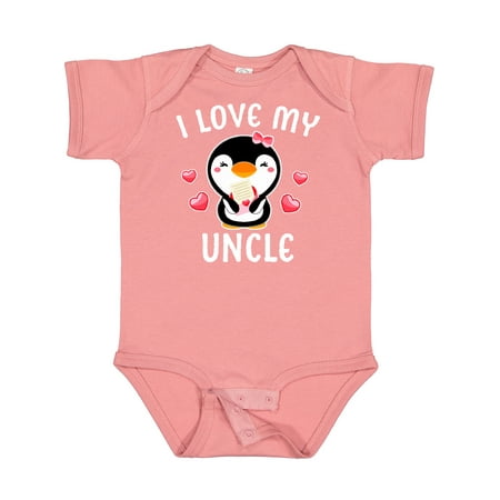 

Inktastic I Love My Uncle with Cute Penguin and Hearts Gift Baby Girl Bodysuit