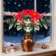 thumbnail image 1 of Ramo de flores artificiales de plástico, decoraciones navideñas, ramo de flores artificiales de piñas navideñas, ramo de flores rojas grandes con asa, agujas de pino artificiales, arreglos florales de, 1 of 6