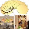 thumbnail image 1 of 12 Uds. Adhesivo removible para pared de vinilo con espejo 3D, decoración del hogar, arte DIY (80*70*40mm dorado), 1 of 9