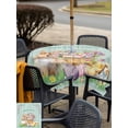 thumbnail image 4 of Outdoor Tablecloth with Umbrella Hole and Zipper, Happy Easter Square Table Cloth 54x54 Inch Waterproof Tablecloth, Spring Easter Eggs Bunny Floral Teal Wood Picnic Table Cover for Patio Camping, 4 of 7