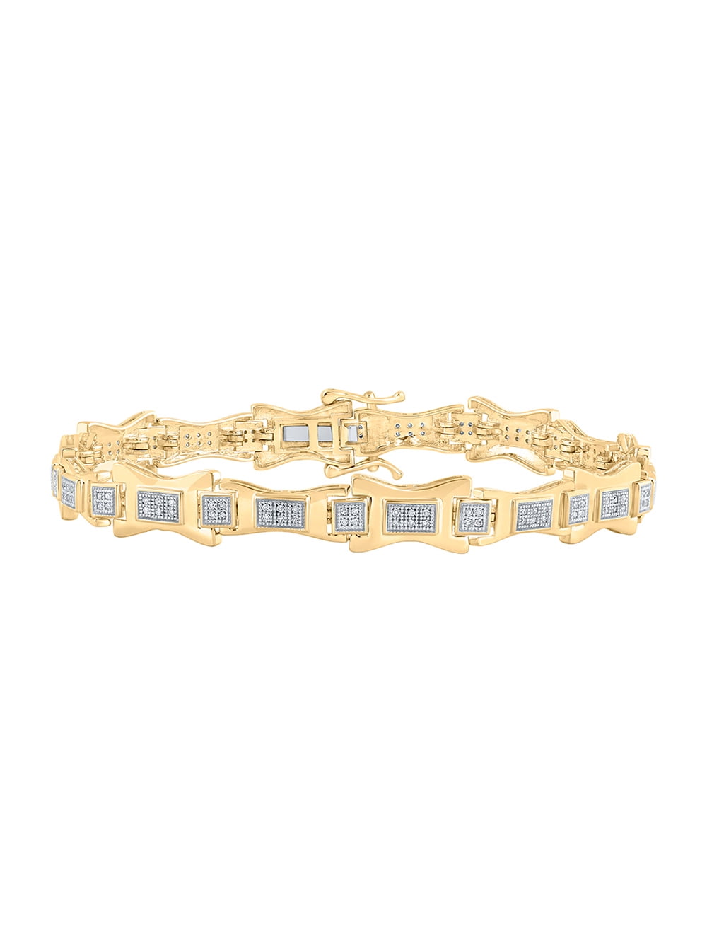 Macey Worldwide Jewelry 10k Yellow Gold Mens Diamond Link Bracelet 1/2