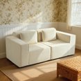 thumbnail image 2 of HOMCOM Boneless Couch, Corduroy 3 Seater Sofa with 2 Pillows, Beige, 2 of 9