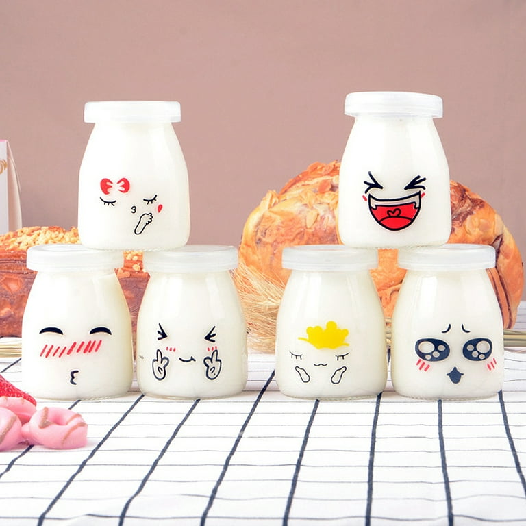 Cute Glass Yogurt Bottles With Lids Perfect For Homemade - Temu