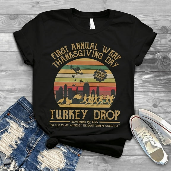 Sunset First Annual WKRP Thanksgiving Day Turkey Drop Vintage T-Shirt, Thanksgiving Shirt