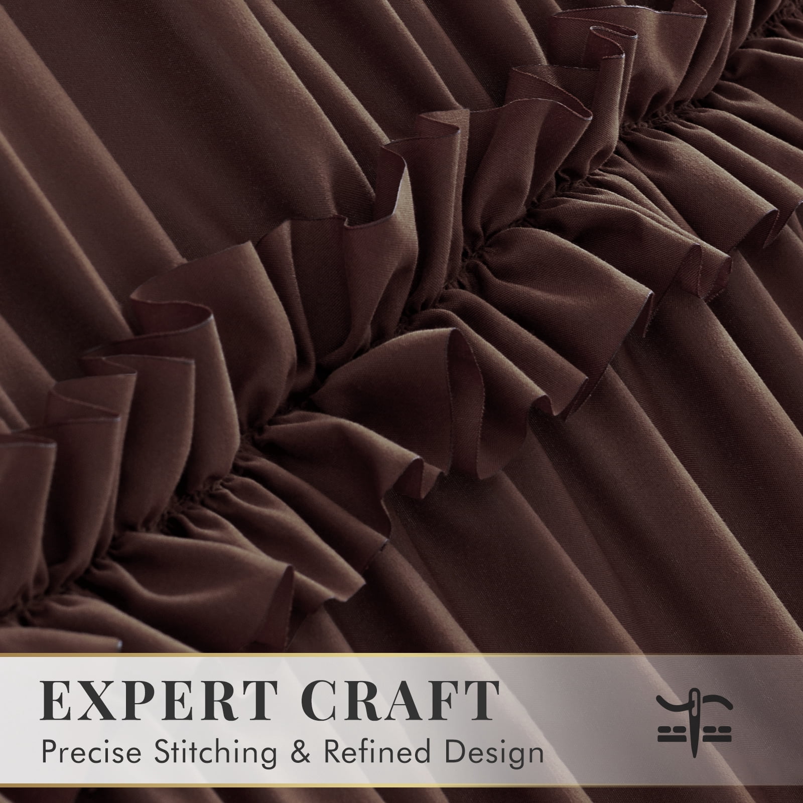 Seasonwood Ruffle Shower Curtain,Brown Tiered Fabric Bathroom Curtain for Farmhouse Decor,72 x 72 Inch