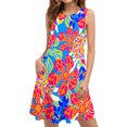 thumbnail image 1 of SMihono Robe d'Été pour Femmes Grande Taille Mode d'Été Sans Manches Imprimée Camisole Bretelles Col Rond Robe Pull, 1 of 5