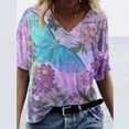 thumbnail image 2 of KDFJPTH Scenic Round Size Casual Tops Women's Neck Plus T Shirt Flowers Fashion Printing Women's Blouse, 2 of 2