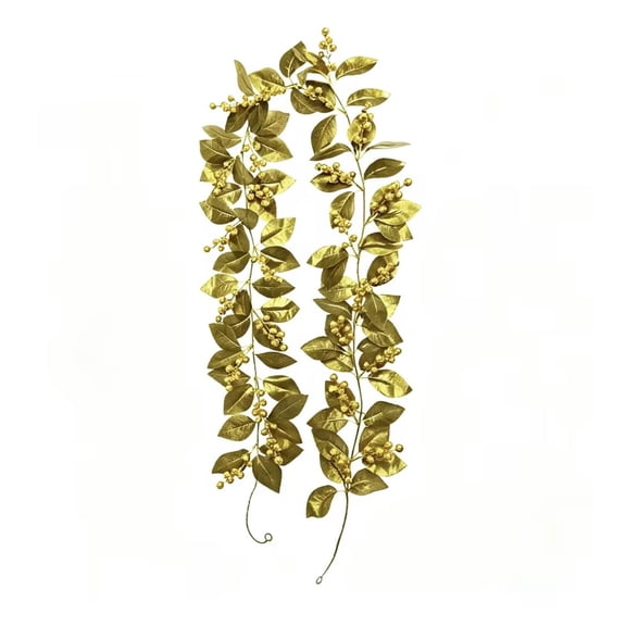 2026 Christmas Indoor Home Decor Artificial Golden Leaf And Fruit Vines Decorative Vines For Home Fireplace Arrangements Exquisite Christmas Decorations