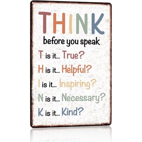 Think before You Speak Inspirational Motivational Wall Art Decor for Home Classroom Office