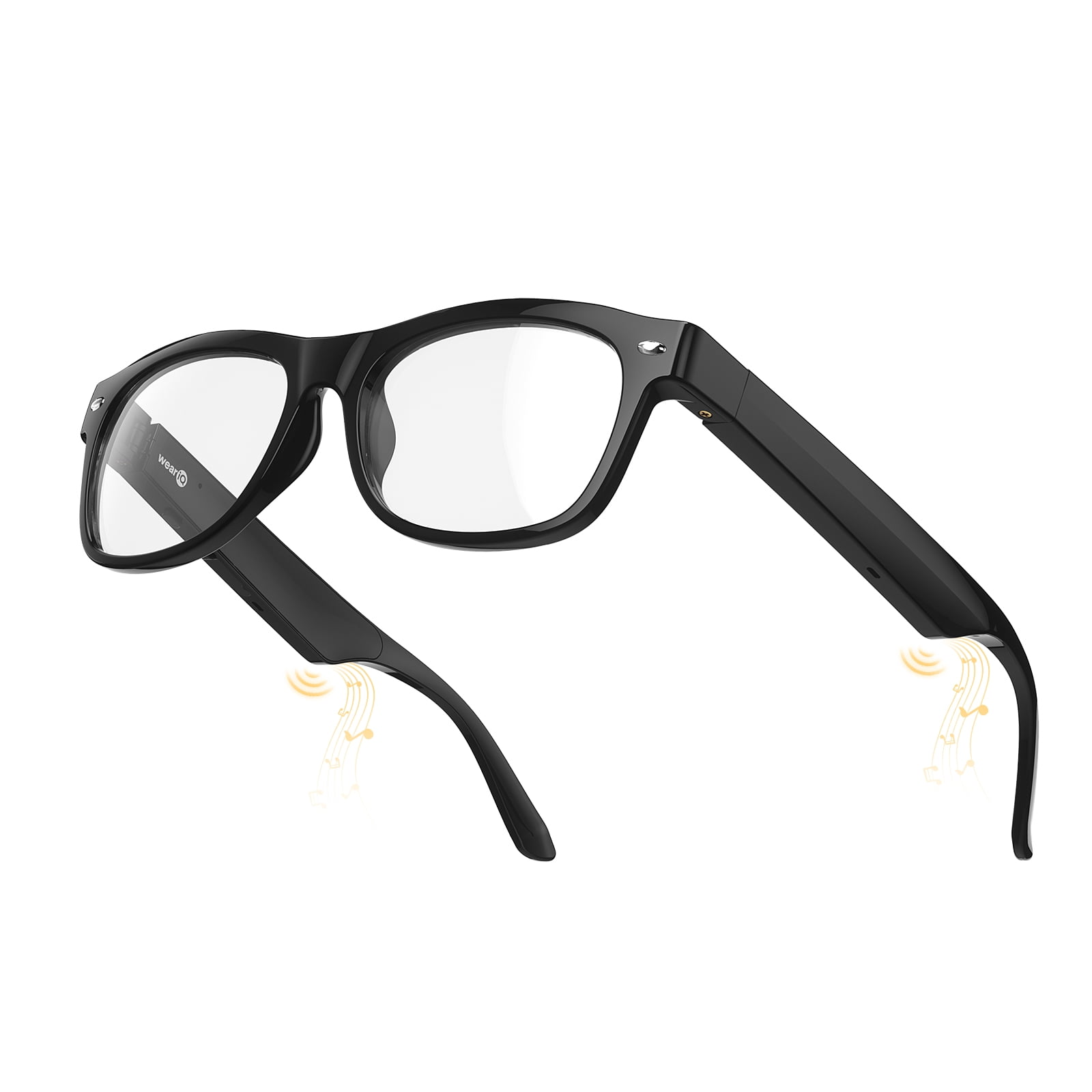 WeariQ Blue Light Blocking Bluetooth Smart Glasses – Shiny Black Bluetooth Glasses with UV Protection, Hands-Free Calls & Music