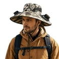 thumbnail image 6 of Outdoor Wide Brim Sun Hat with 2 Solar Fan Sun Bucket Hat for Men Women UPF 50+ Bucket Fishing & Beach Hat with Fan Built in, 6 of 6