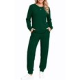 thumbnail image 3 of UVN Two Piece Sets for Women Casual Outfits Sets Textured Long Sleeve Shirts and Long Pants Lounge Set Fall Pajama Sets with Pockets, 3 of 9
