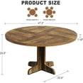 thumbnail image 3 of Bingirl Round Dining Table for 4, 47 Inch Farmhouse Circle Kitchen Table with Wood Tabletop and Stable Base, for Home Dining Room Living, 3 of 7