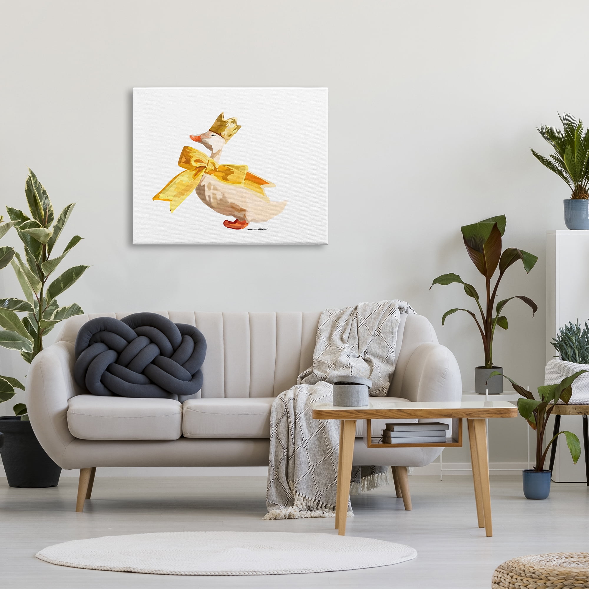Stupell Industries Royal Duck with Bow Animals & Insects Painting Gallery Wrapped Canvas Art Print Wall Art, 40 x 30