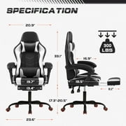 Furmax High Back Massage Gaming Chair with Footrest PU Leather Racing Computer Chair with Lumbar Support Ergonomic Office Chairs, White