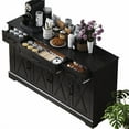 thumbnail image 4 of 55" Farmhouse Buffet - Coffee Bar with Door Shelves, Black, 4 of 5