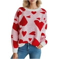 thumbnail image 2 of Wancir Women's Fall Long Sleeve Sweaters 2024 Casual Crewneck Ribbed Knit Flower Color Block Loose Pullover Tops, 2 of 3