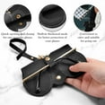 thumbnail image 5 of FEISEDY 2Pack Soft Leather Sunglass Bag, Holder Eyeglasses Case, Portable Glasses Pouch With Button Clip Wrist Strap B0049, 5 of 6