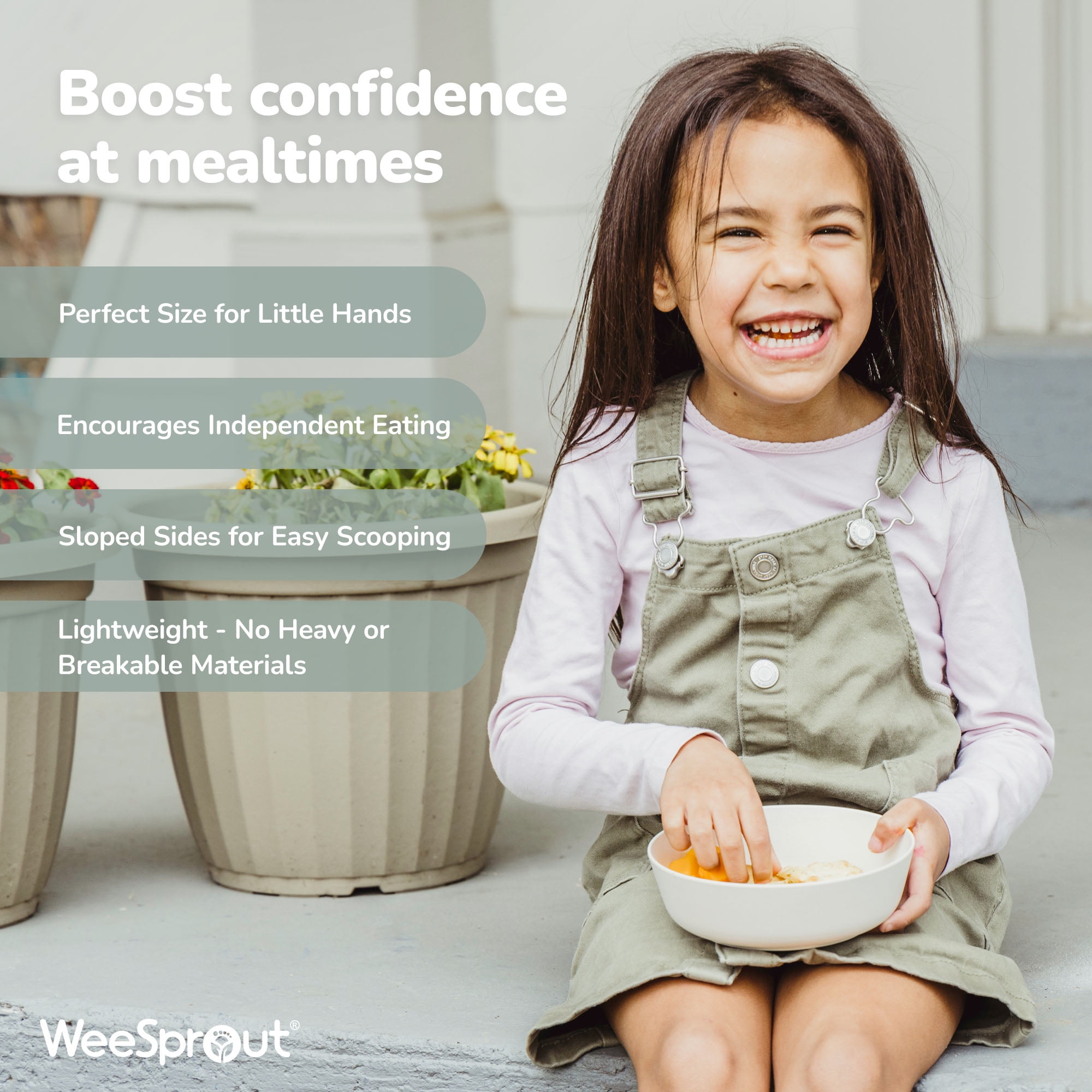WeeSprout Bamboo Kids Bowls with Lids, Kid-Sized Dinnerware, Cereal & Snack Bowl, Set of 4