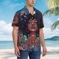 thumbnail image 2 of KLL Men's Hawaiian Shirt Short Sleeve Button Down Beach Shirts-Cosmic Garden Woman Portrait, 2 of 5