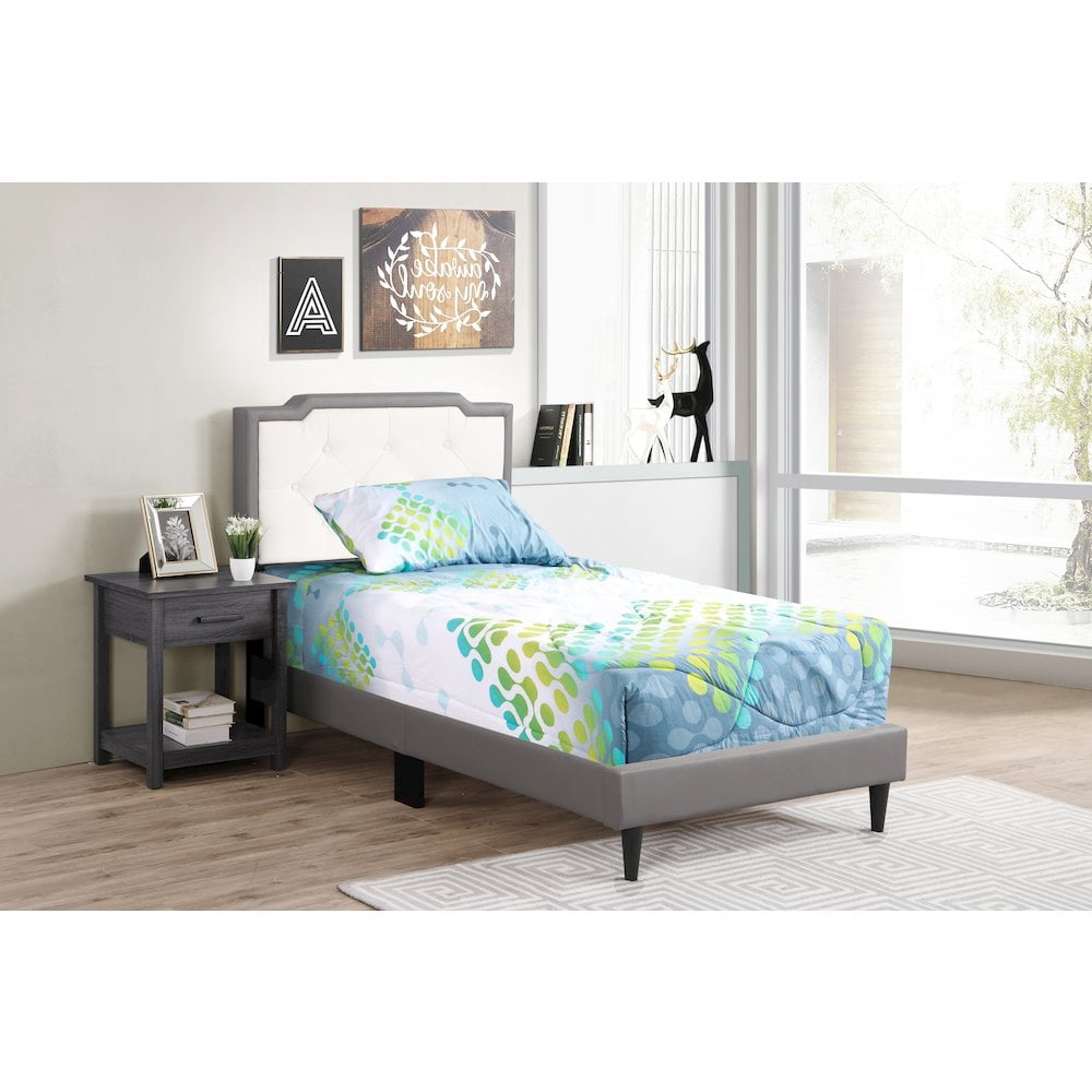 Glory Furniture Deb Twin Bed in Light Grey Color