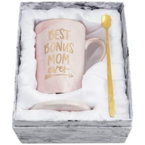 Gifts for Mom - Futtumy Best Bonus Mom Ever Coffee Mug, Mother's Day Gifts, Christmas Gifts, Birthday Gifts, 14 fl oz Pink Coffee Mugs Ceramic Coffee Mug Tea Cup
