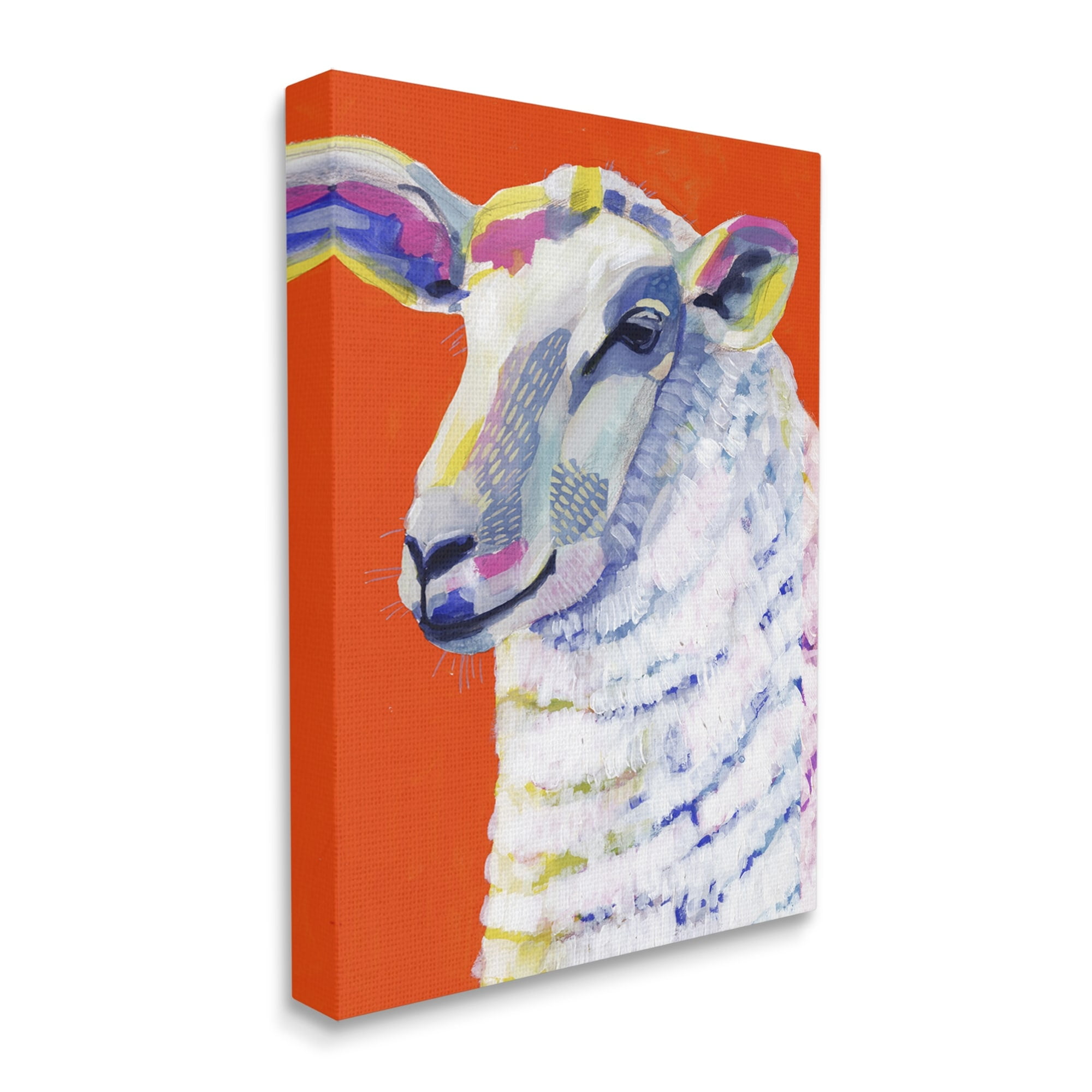 Stupell Industries Modern Sheep Bold Red Painting Animals & Insects Painting Gallery Wrapped Canvas Print Wall Art