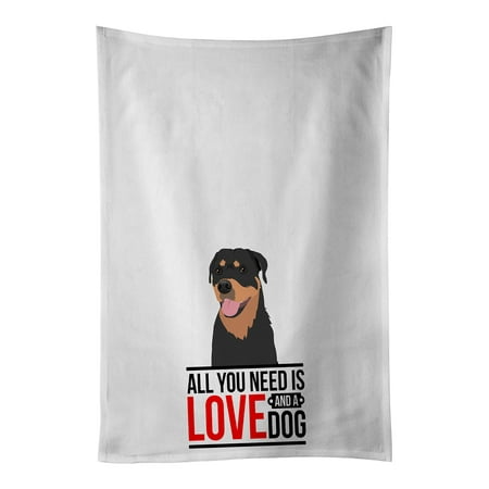 

Rottweiler Black and Tan #7 White Kitchen Towel Set of 2 19 in x 28 in