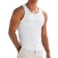 thumbnail image 4 of YLSDY Men's Ribbed Crew Neck Tank Top, High Elastic Compression Sleeveless Shirt for Gym Training White XL, 4 of 9