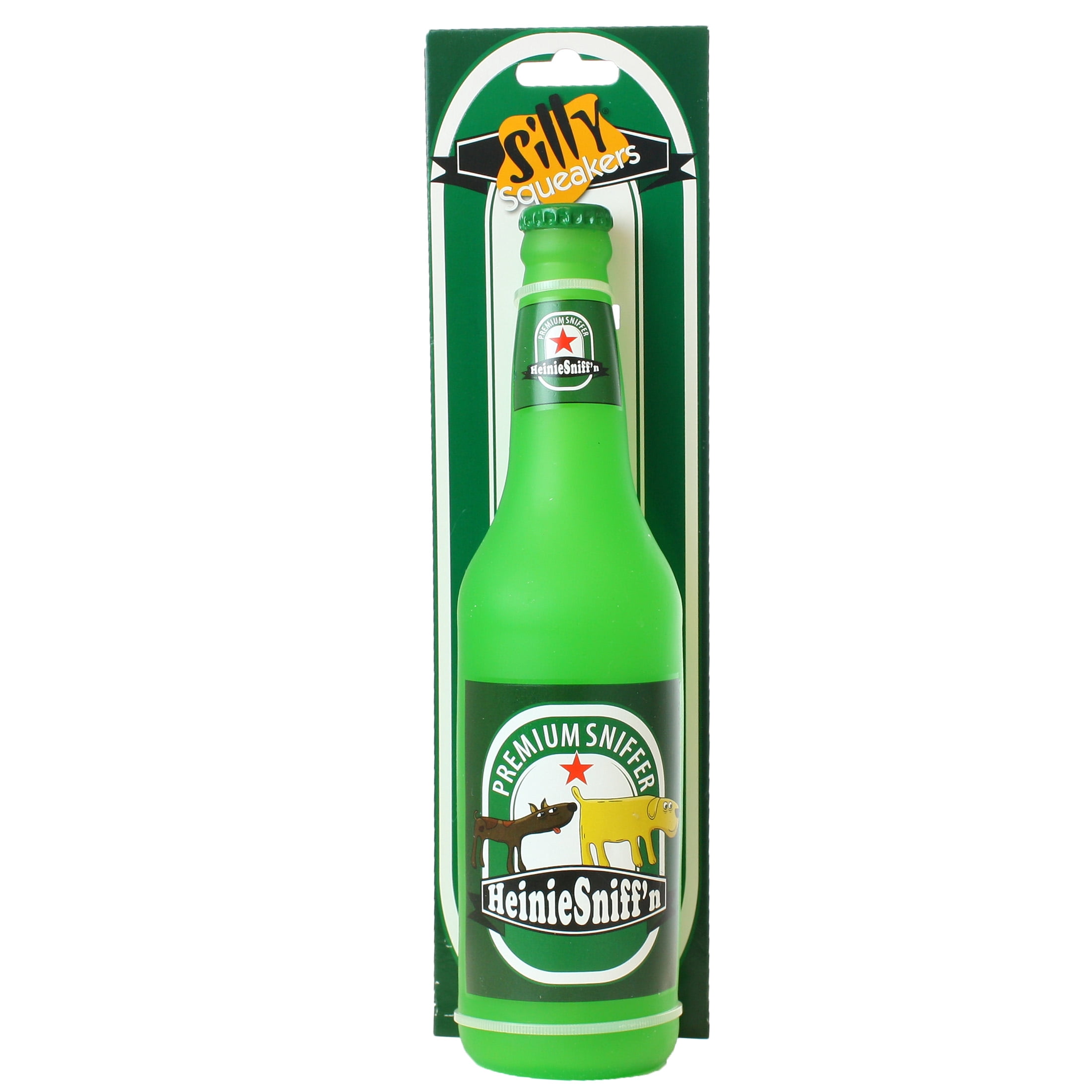 Silly Squeakers Beer Bottle Heinie Sniffn Durable Squeaky Vinyl 2-Pack Dog Toy