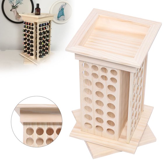 Wooden Rotating Essential Oil Bottle Holder Classification Display Stand Rack Rotating Wood Aroma Essential Oil Display Storage Rack 104-Slot Organizer Holder