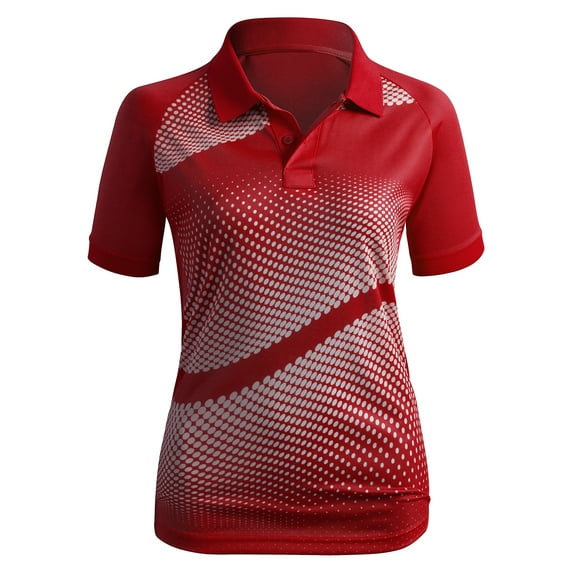 CLOVERY Women's Activewear 2-Button Short Sleeve Polo Shirt (S-3XL)