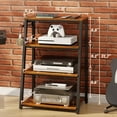 thumbnail image 3 of 4-Tier AV Media Stand with 2 Hooks,Heavy Duty Stereo Cabinet Furniture-Large Stereo Rack and Game Console Stand,Wooden Record Player Stand,Audio Stand Perfect for DVD Players/Game Console/TV Box, 3 of 8