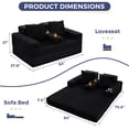 thumbnail image 4 of BYBYME Convertible Wide-wale corduroy Sofa Bed,Folding Lounger 4-in-1 Boneless Sofa with 2 Pillows and Cup Holder,Floor Sofa for Small Spaces Such as Living Rooms,No Assembly Required,Loveseat,Black, 4 of 7