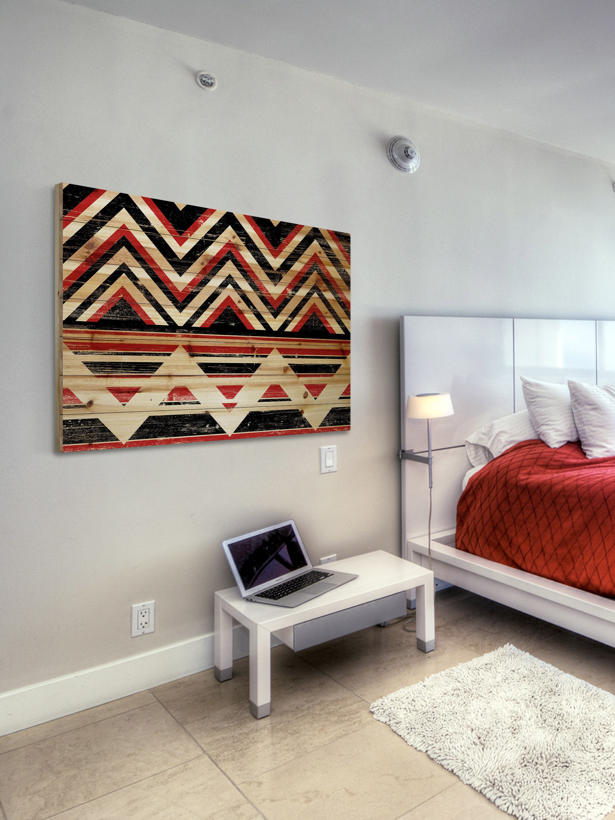 "Red and Black" Painting Print on Natural Pine Wood