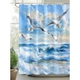 thumbnail image 2 of Fsddascl Blue Coastal Birds Shower Curtain Set - Small 36" x 72" Washable Bathtub Curtain with 12 Hooks, Summer Beach Seaside Nautical Waterproof Fabric Stall Shower Curtains for Bathroom/Bathtub, 2 of 6