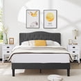 thumbnail image 1 of VECELO 3-Piece Bedroom Sets with Full Upholstered Bed Frame and 2 White Nightstands, 1 of 8