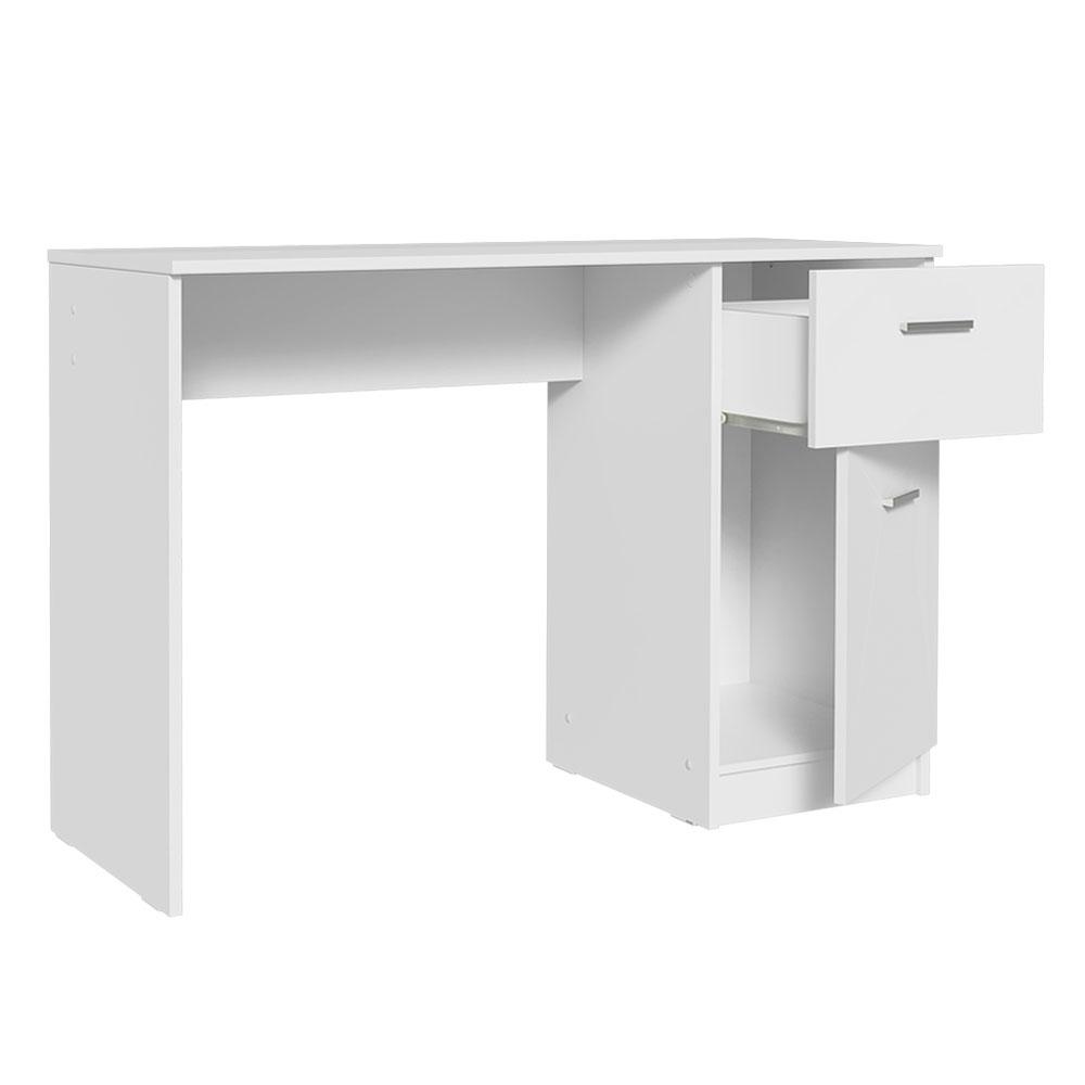 Madesa Large & Sturdy Home Office Computer Desk, White Wood, Cable ...