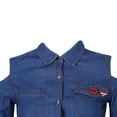 thumbnail image 3 of Richie House Women's Short Sleeve Cotton Denim Blouse RHW2508, 3 of 5