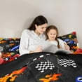thumbnail image 5 of Feelyou Cartoon Race Car Queen Comforter Set for Teens, Automobile Sport Bedding Sets, Happy Birthday Party Reversible Bedding Comforter Set, Lightweight Room Decor, 3 Pieces, 5 of 8