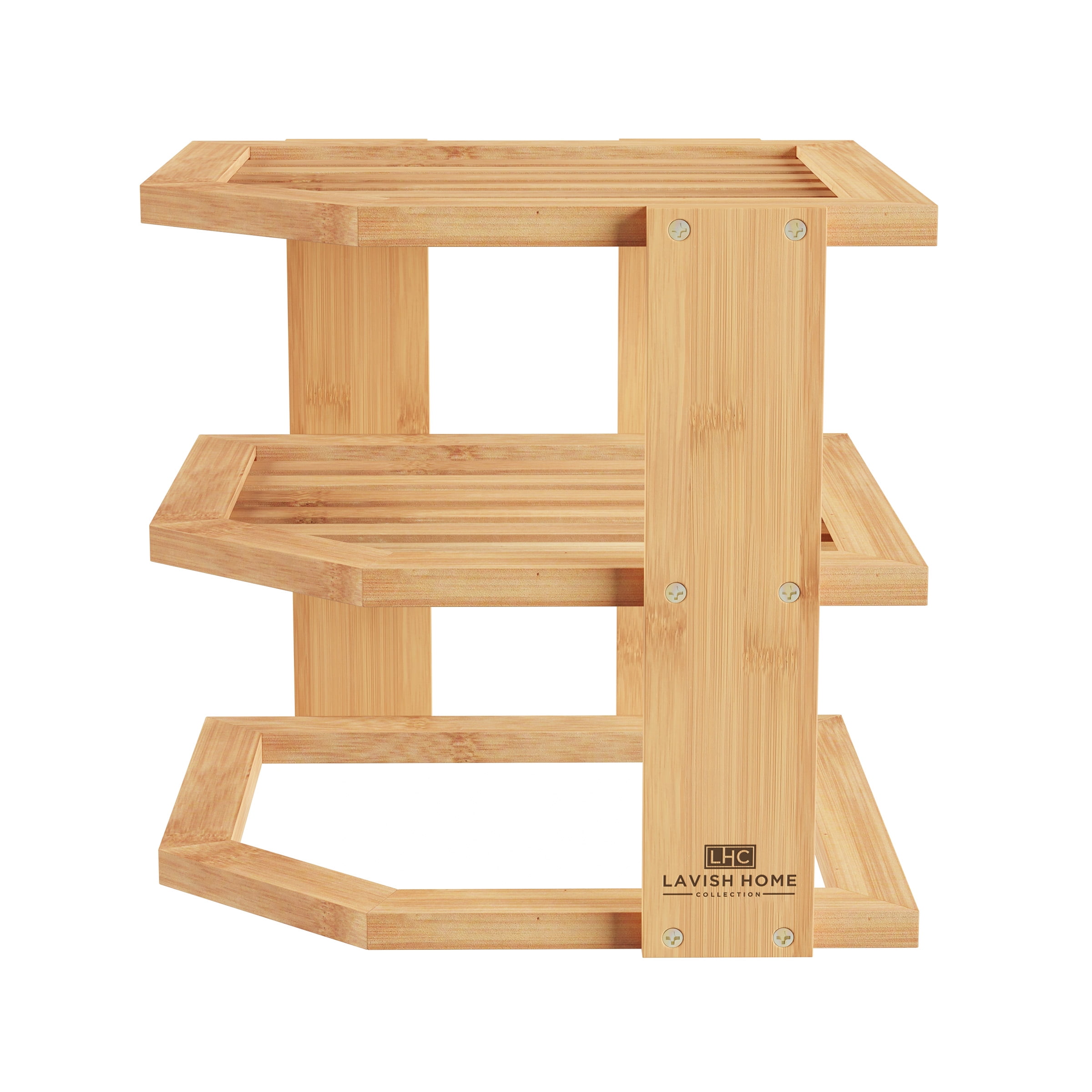 Organize It All Natural Brown 3-Tier Wood Freestanding Corner