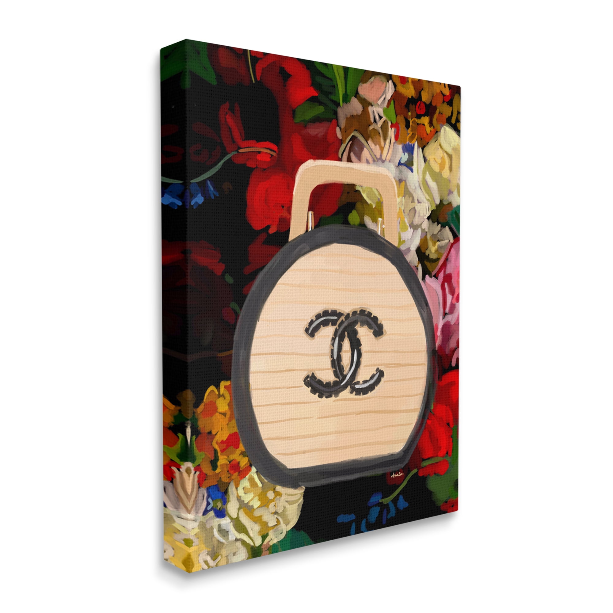 Stupell Industries Floral Glam Brand Purse Botanical & Floral Painting Gallery Wrapped Canvas Print Wall Art, 24 x 30