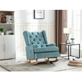 thumbnail image 1 of Rocking Chair, Modern Fabric Upholstered Accent Arm Chair with High Back and Solid Wood Base, Comfy Glider Rocker Side Chair with Padded Seat for Living Room Nursery Apartment, Mint Green, 1 of 7