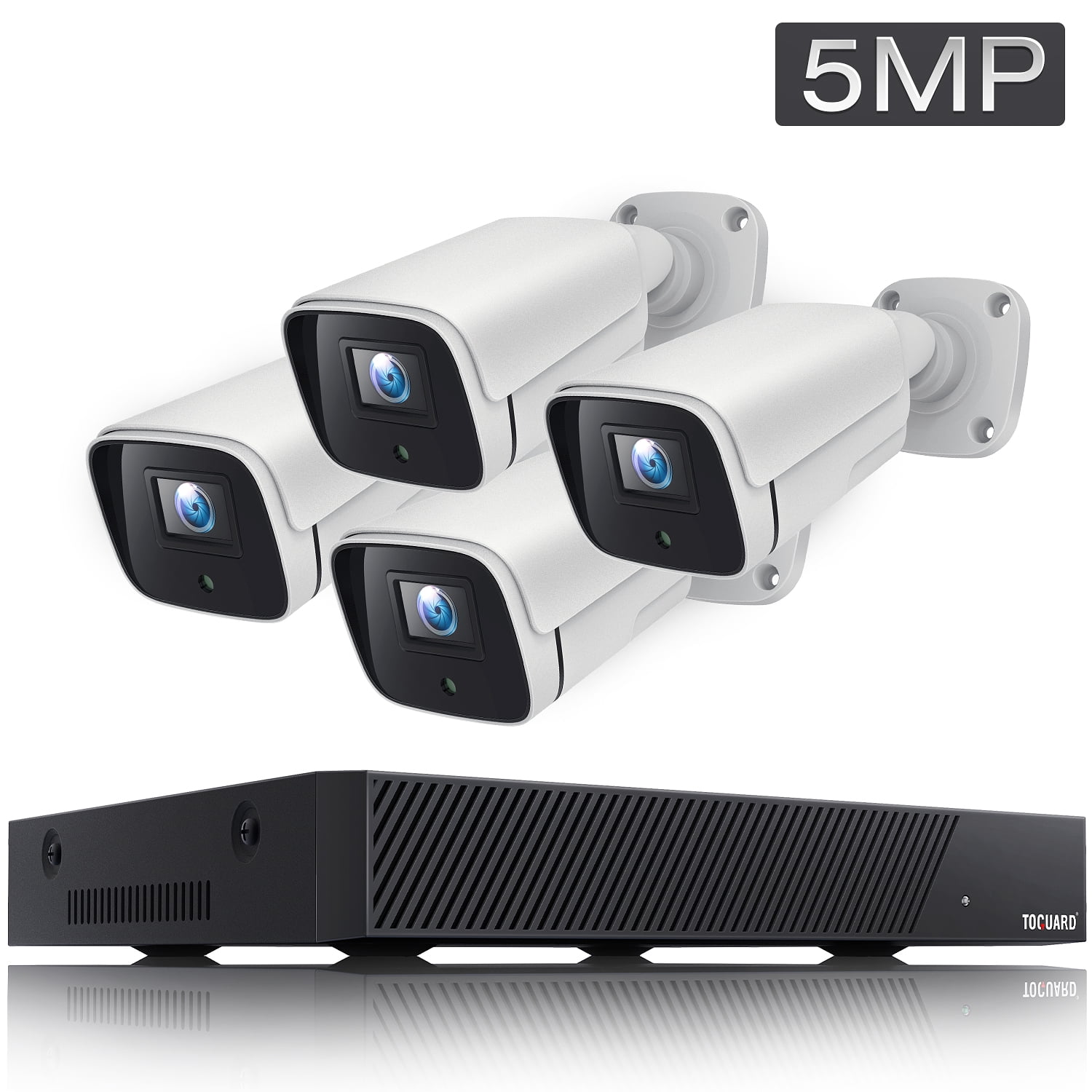 TOGUARD 8CH 5MP PoE Security Camera System 4pcs Wired IP Camera Outdoor 8 Channel NVR Home 