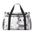 thumbnail image 1 of Fotbe Cute Cat Meadow Sketch Bolsa de Viaje con Estampado, Bolsa de Fin de Semana para Mujer con Compartimento para Zapatos, Bolsa de Gimnasio con Bolsillo Húmedo, 1 of 7