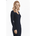 thumbnail image 3 of Yemak Women's V-Neck Sheer Ribbed Knit Long Sleeve Sweater Dress Navy-M-BD, 3 of 4