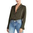 thumbnail image 2 of Rachel Roy Blusa con botones Flo para mujer, verde, pequeña Rachel Roy Abotonar, 2 of 2