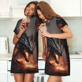 thumbnail image 4 of Easygdp Fiery Black Dragon Attack Camisón de manga corta para mujer, informal, estampado, 4 of 6