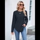 thumbnail image 5 of Camiseta Informal de Larga para Mujer, con Cuello Redondo, Dobladillo Curvo y Botones en la Espalda, Estilo Moderno y Holgado. Negro M, 5 of 9